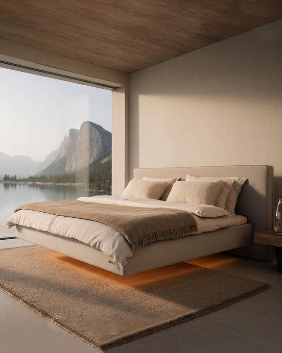 Lebdeča postelja BoxSpring Fly RedDot