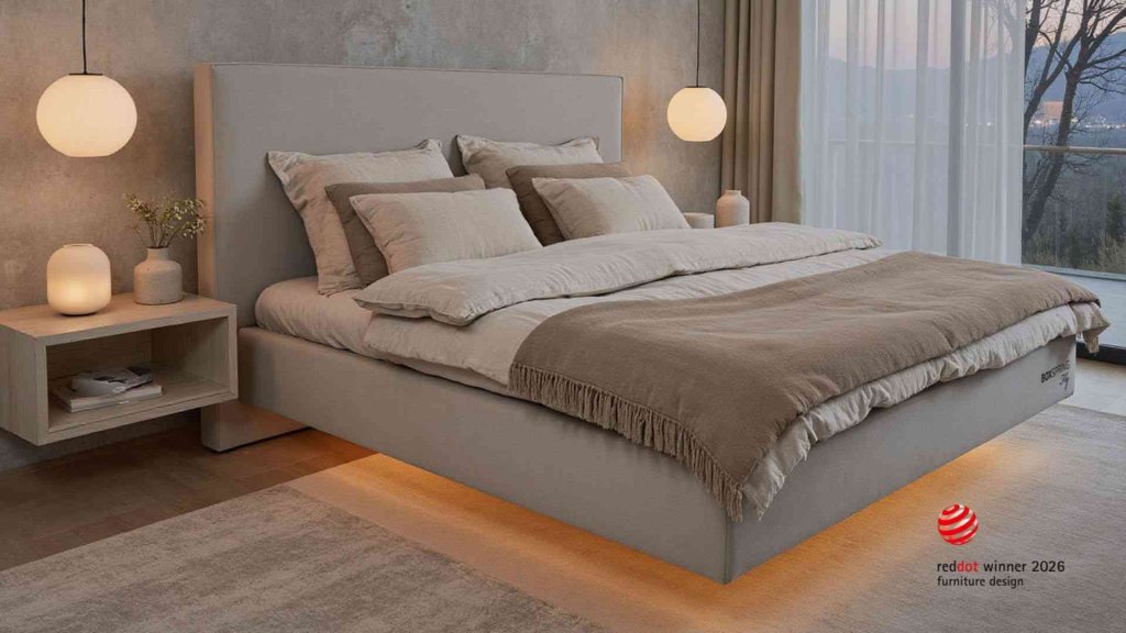 Lebdeča postelja BoxSpring Fly RedDot